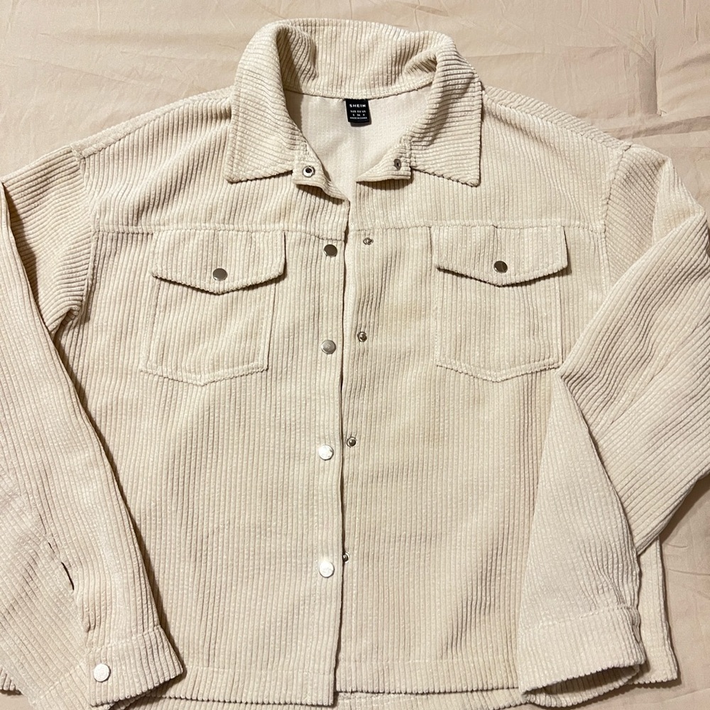 Cream Corduroy Button-Up Jacket